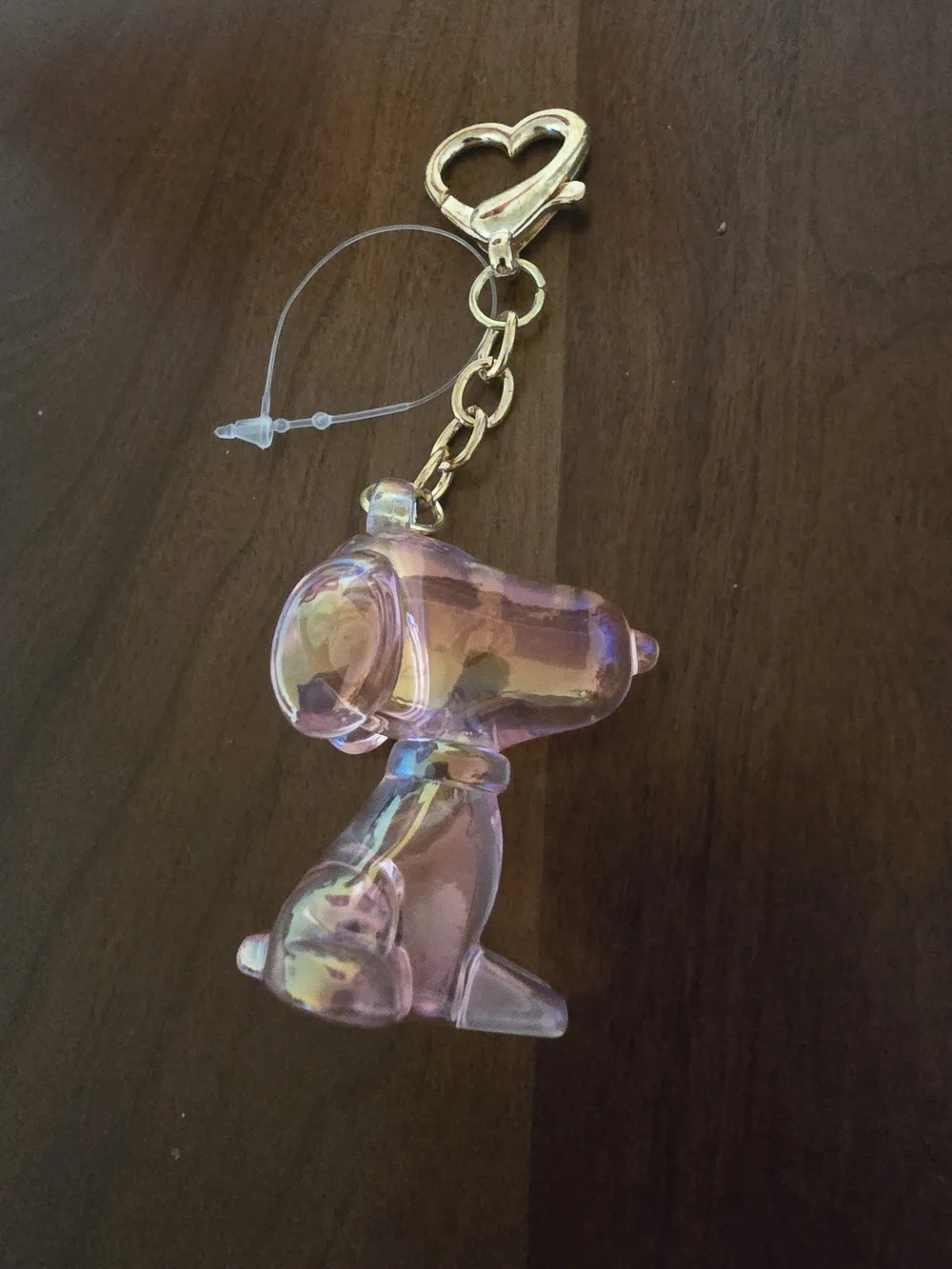 Pink Iridescent Snoopy Dog Keychain Charm / Bag Charm, New without Tags